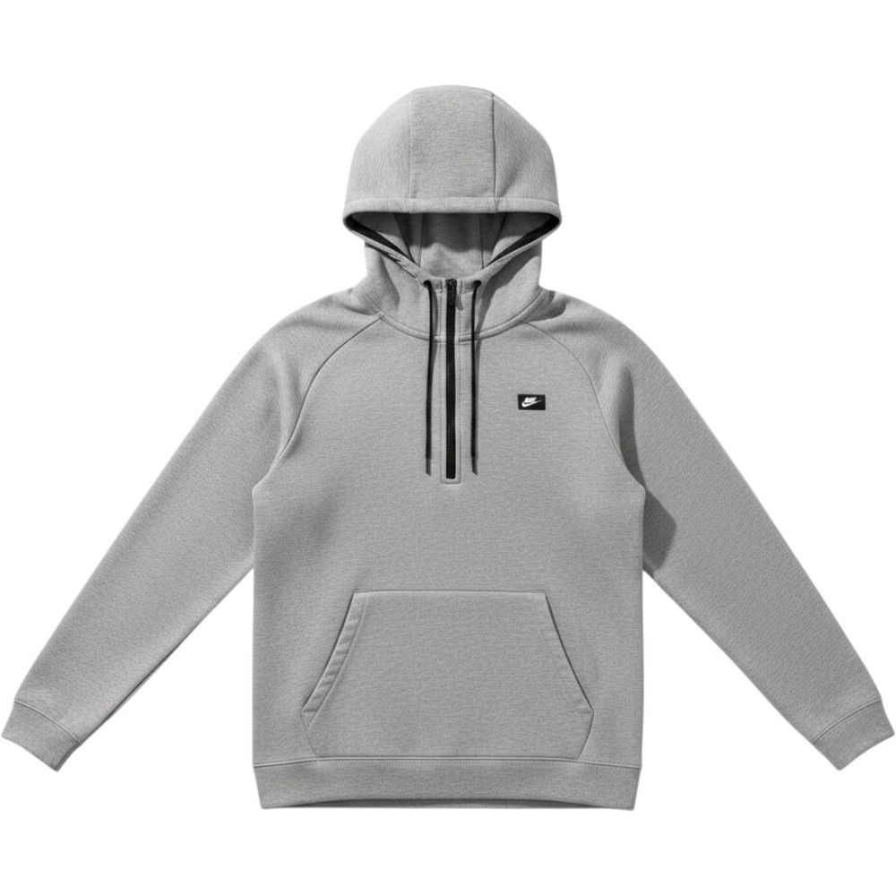 Nike Mens Sportswear Half Zip Hoodie Heather Grey French Terry Pullover Large
